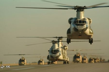 آماده‌باش بالگردهای هوانیروز در جابجایی صندوق‌های رأی