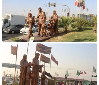 نصب المان‌های اربعین حسینی در مسیر طریق‌الحسین(ع) اهواز