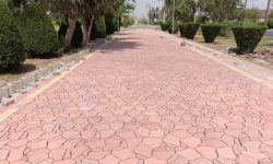 تداوم اجرای عملیات پیاده‌روسازی و کفپوش‌گذاری آیلند میانی بلوار فرودگاه شهر اهواز